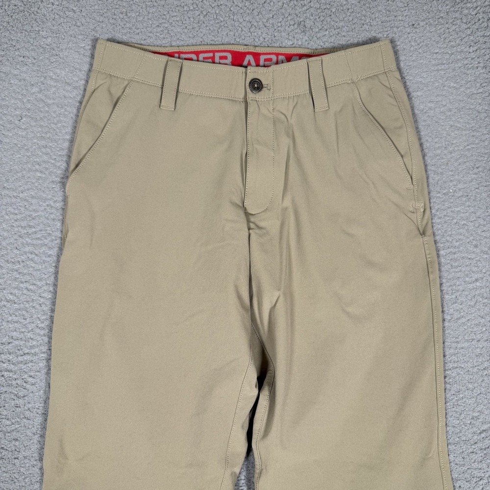 Under Armour Pants Mens 32x32 Brown Matchplay Golf Stretch Chino Trousers Logo - Picture 2 of 11
